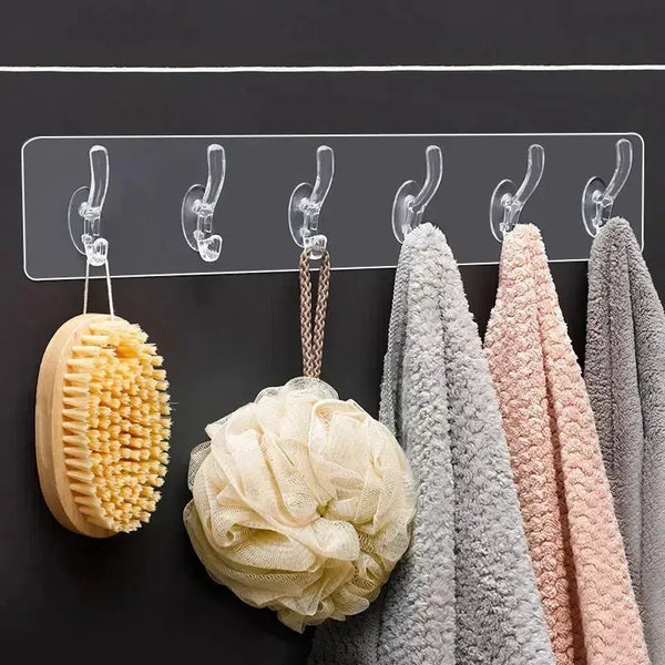 6-in-1 Strong Magic Hanger for Home, Kitchen, Washroom, Office - Transparent, Self-Adhesive, & Removable (Buy 1, Get 1 Free)