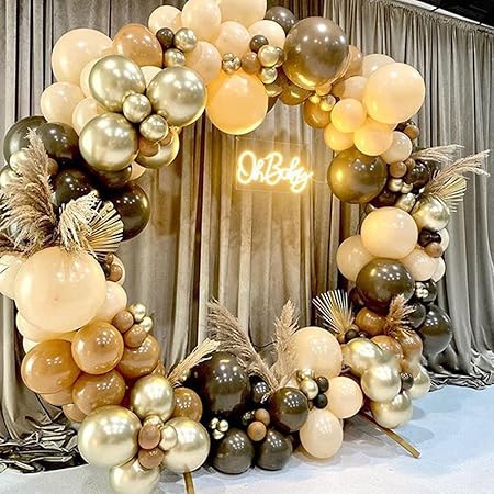 Balloon Garland Kit for Birthdays, Baby Showers, Weddings & More! (155 Balloons; Various Sizes - Coffee Brown Theme)