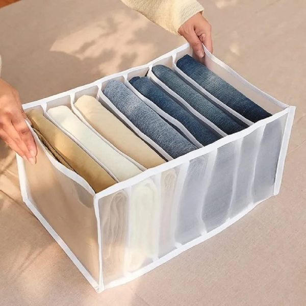 Wardrobe Organizer for Jeans, Clothes - Foldable, Washable, Transparent, Lightweight